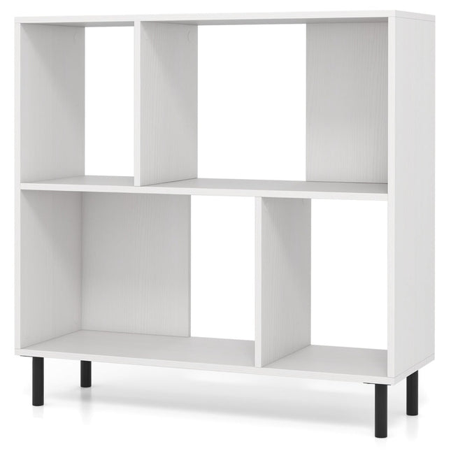 Boekenkast met 4 planken, metalen poten, wit, 90x30x90 cm
