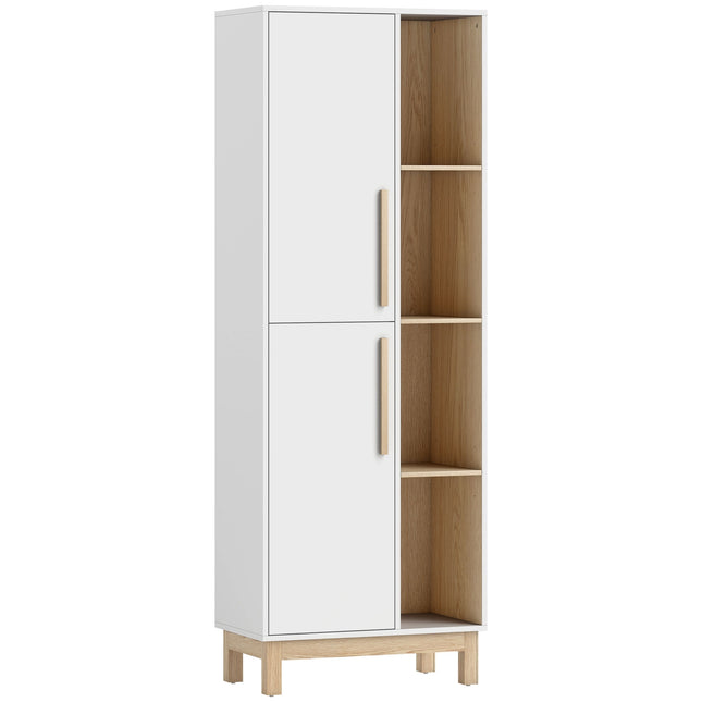 Boekenkast met 4 planken en 2 kasten, MDF, wit, 176 cm