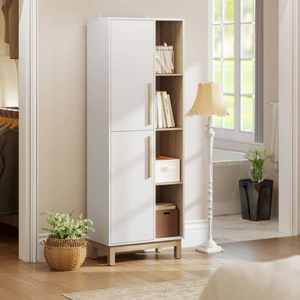 Knihovna se 4 policemi a 2 skříňkami, MDF, bílá, 176 cm