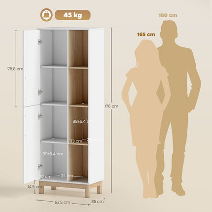 Knihovna se 4 policemi a 2 skříňkami, MDF, bílá, 176 cm