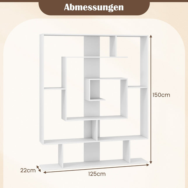 Boekenplank met 7 niveaus - Geometrisch ontwerp, wit
