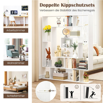 Knihovna 7patrová – geometrický design, bílá