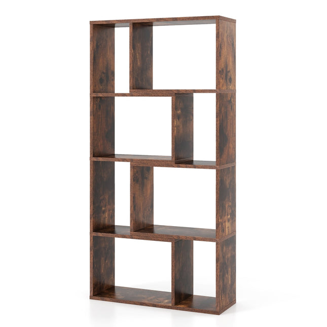 Boekenkast met 8 vakken, 4 lagen, 60x20x120 cm, bruin