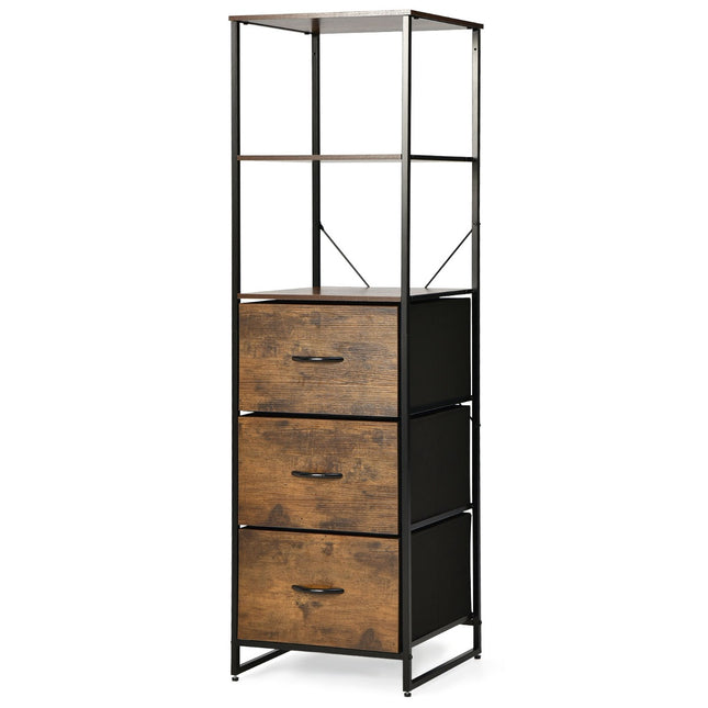 Boekenkast met lades, 6 planken, 43x39x156 cm, bruin