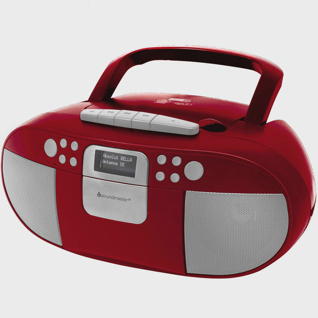 Boombox CD/MP3 přehrávač s rádiem DAB+/FM, USB, červený