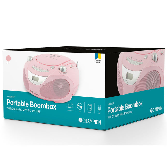 Boombox CD/rádio/MP3/USB růžový