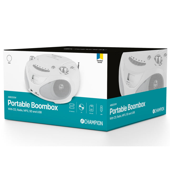 Boombox CD/rádio/MP3/USB bílý