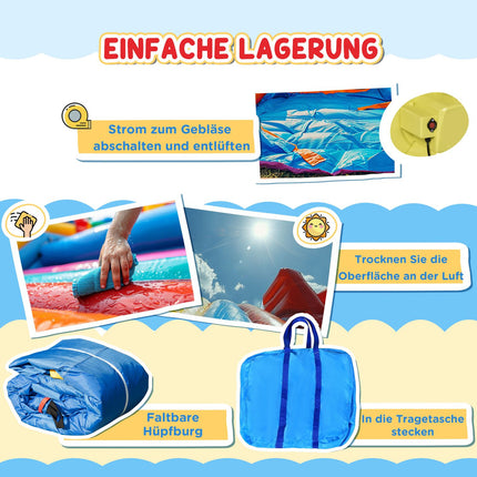 Inflatable bouncy castle for children with slide and net, 300x180x160 cm