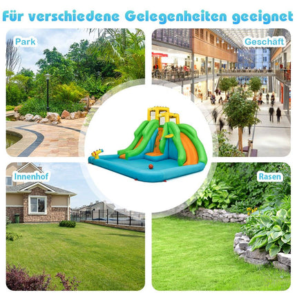 Skákací hrad vodní park se dvěma skluzavkami a lezeckou stěnou 400 x 361 x 255 cm (bez dmychadla)