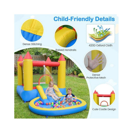 Bouncy Castle with Water Slide and Paddling Pool, 50 Balls, 3-12 Years