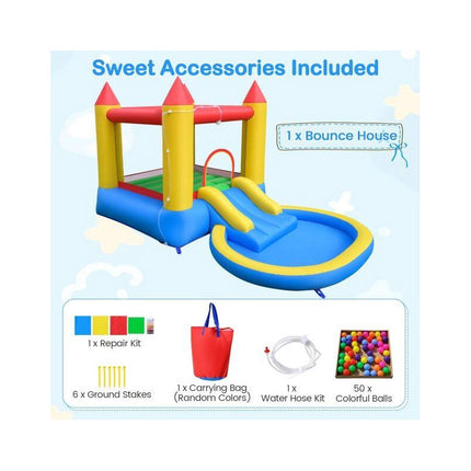 Bouncy Castle with Water Slide and Paddling Pool, 50 Balls, 3-12 Years