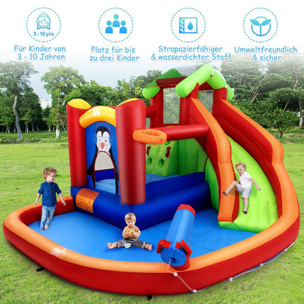 Skákací hrad vodní park se skluzavkou a brouzdalištěm 370 x 300 x 190 cm červený