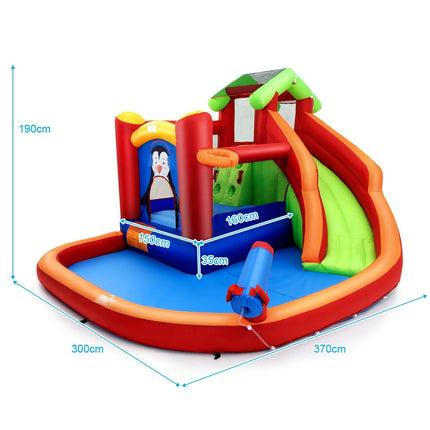 Skákací hrad vodní park se skluzavkou a brouzdalištěm 370 x 300 x 190 cm červený