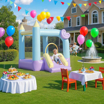 Nafukovací skákací hrad se skluzavkou a ventilátorem pro děti 3-8 let