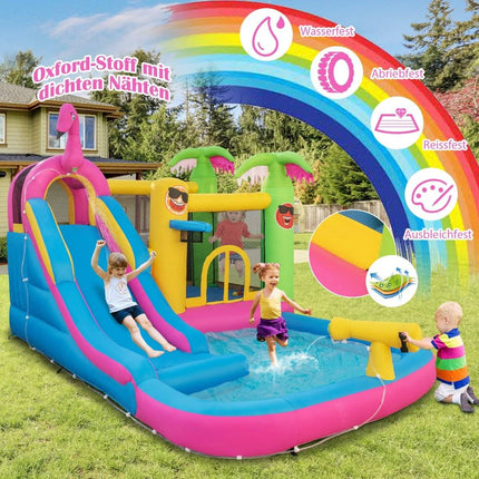 Skákací hrad s dmychadlem vodní park v motivu plameňáka 450 x 300 x 260 cm