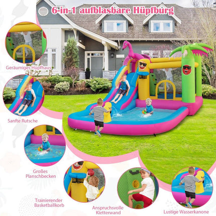 Skákací hrad s dmychadlem vodní park v motivu plameňáka 450 x 300 x 260 cm