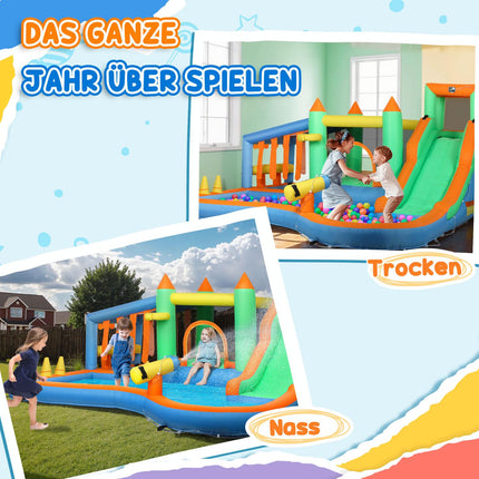Inflatable bouncy castle with slide and water cannon, 3-8 years