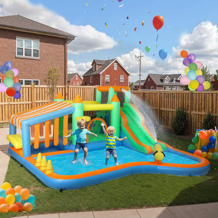 Inflatable bouncy castle with slide and water cannon, 3-8 years