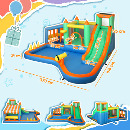 Inflatable bouncy castle with slide and water cannon, 3-8 years