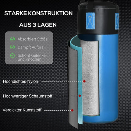 Punching bag, Filled, 100kg, Blue, Ø25 x 120 cm