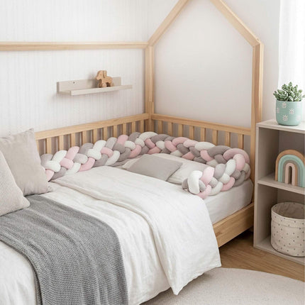 Pletený mantinel do dětské postýlky, 220 cm – měkký, barevný design