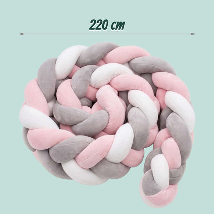 Pletený mantinel do dětské postýlky, 220 cm – měkký, barevný design