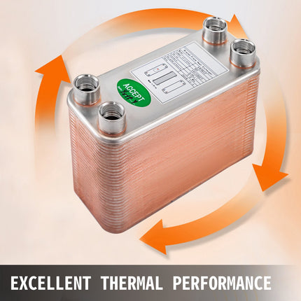 Brazed Plate Heat Exchanger, 60 Plate, 1/2 In BSP FPT, 316L