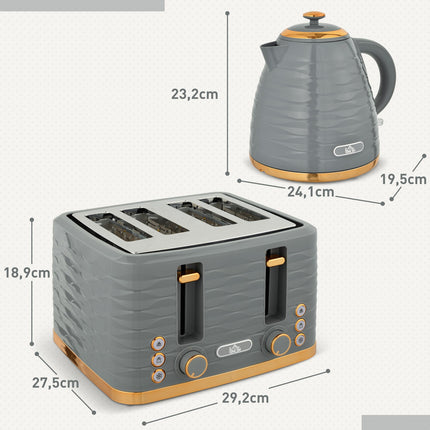 Snídaňová sada: rychlovarná konvice 1.5 L a topinkovač na 4 plátky, šedá