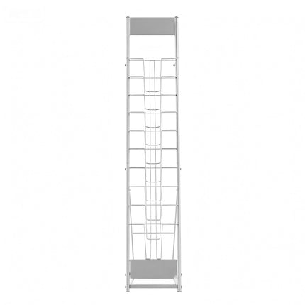 Brochure Display Rack, 10-Pocket Metal Floor Stand, A4