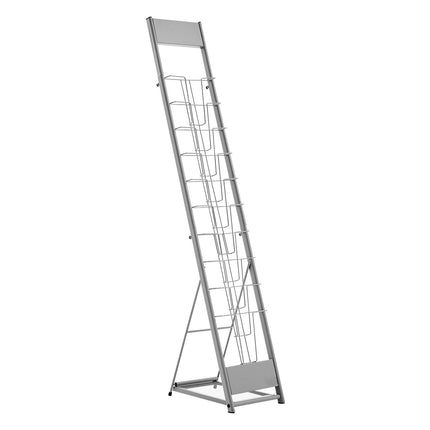 Brochure Display Rack, 10-Pocket Metal Floor Stand, A4