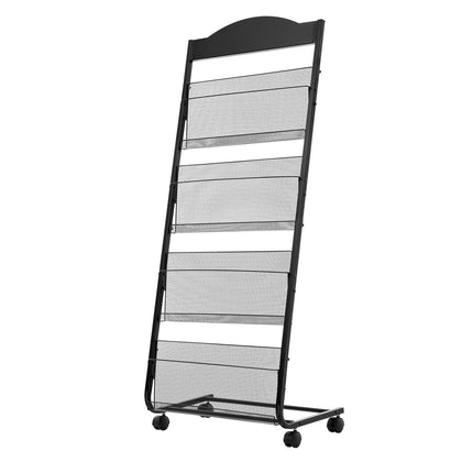 Brochure Display Rack, 4-Tier, Wheels, A4 Floor Stand
