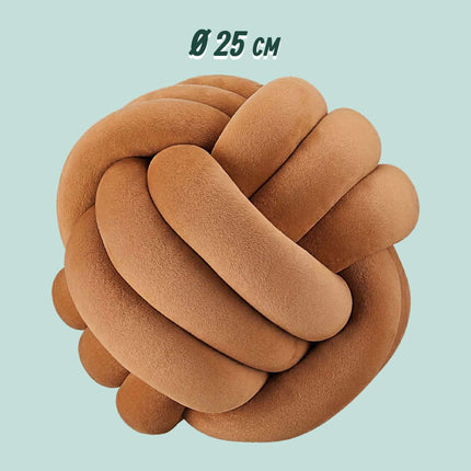 Hnědý uzlový polštář – 25 cm, polyesterová pěna