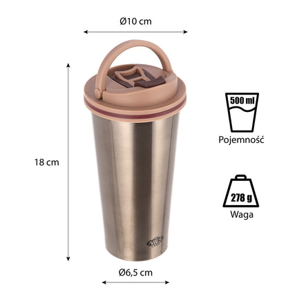 Hnědý termohrnek – izolovaný, opakovaně použitelný, 18 oz