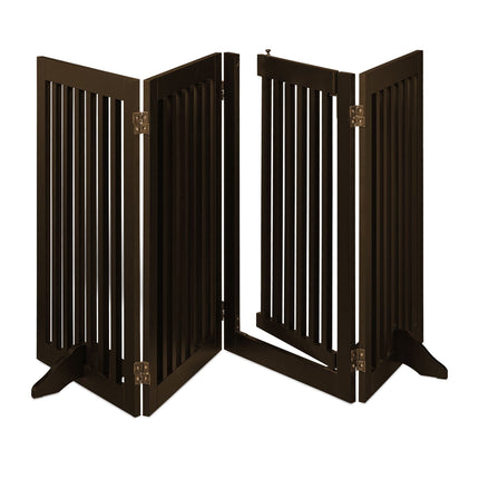 Hnědá bezpečnostní zábrana s dvířky 92 cm