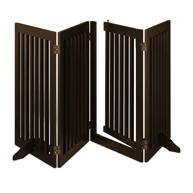 Hnědá bezpečnostní zábrana s dvířky 92 cm