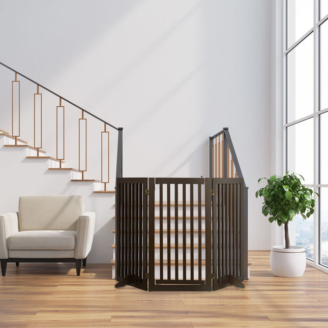 Hnědá bezpečnostní zábrana s dvířky 92 cm