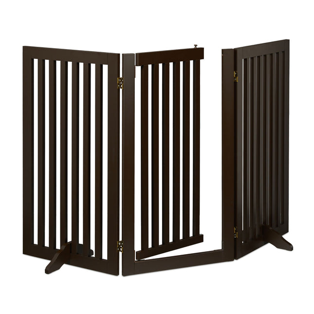 Hnědá bezpečnostní zábrana s dvířky 92 cm