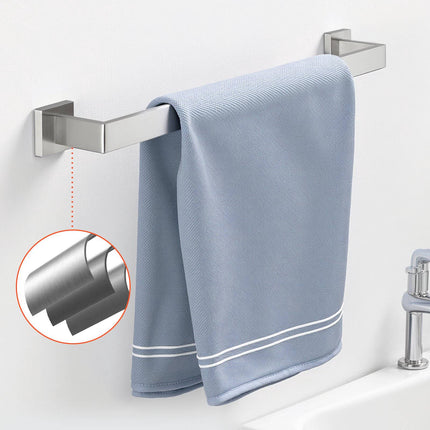Brushed Nickel Bathroom Hardware Set, 5-Piece, 24-Inch Bar