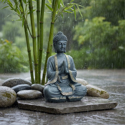 Buddha Statue 38cm, Weather-Resistant Polyresin