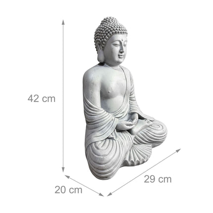 Socha Buddhy, 42cm, kamenný efekt, odolná povětrnosti