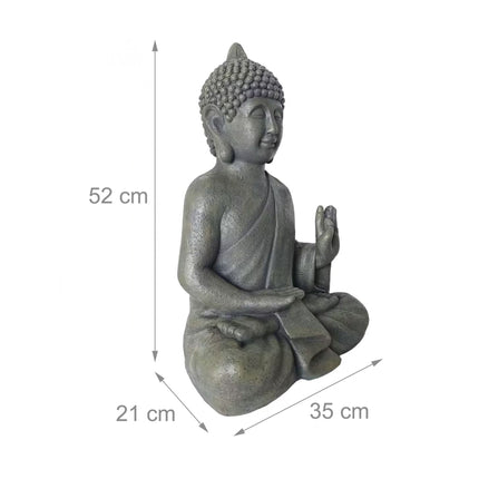 Socha Buddhy 52cm, polyresin odolný povětrnosti, kamenný vzhled