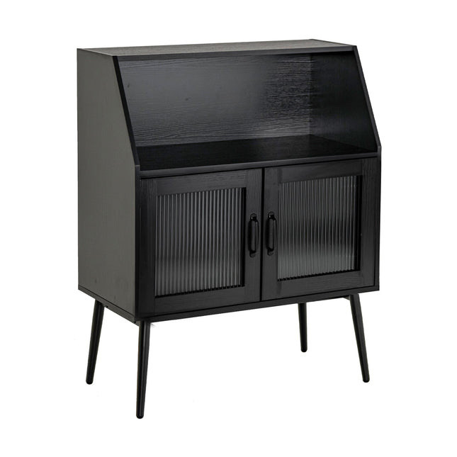 Buffetkast/dressoir, 2 glazen deuren, zwart
