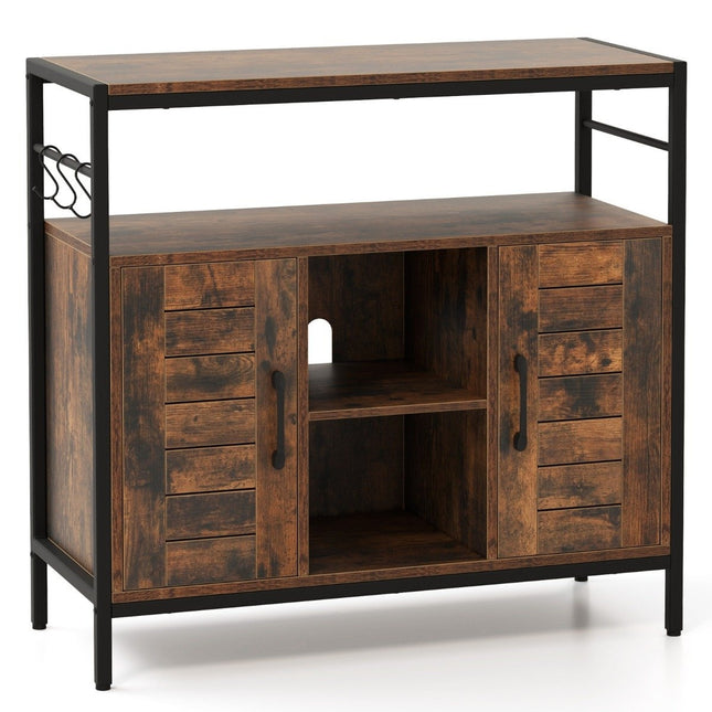 Buffetkast met 2 deuren & open vakken & verstelbare planken & 3 haken dressoir
