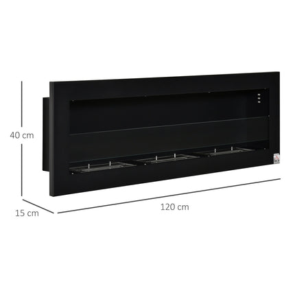Vestavný biokrb na etanol, 3 hořáky, 120cm, černý