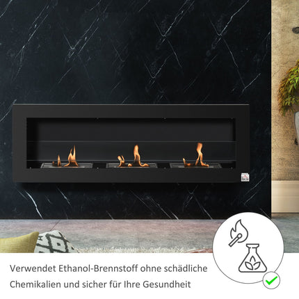 Vestavný biokrb na etanol, 3 hořáky, 120cm, černý