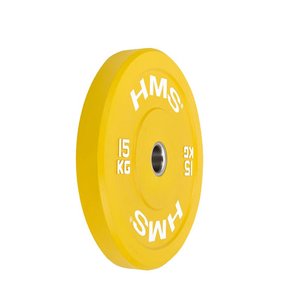 Olympijský bumper kotouč, 15 KG, žlutý