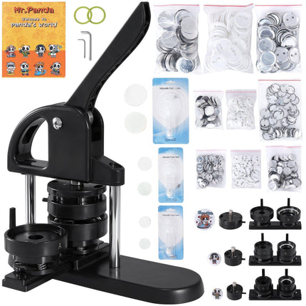 Button Maker Machine 3-In-1 25/32/58mm, 300pcs Kit