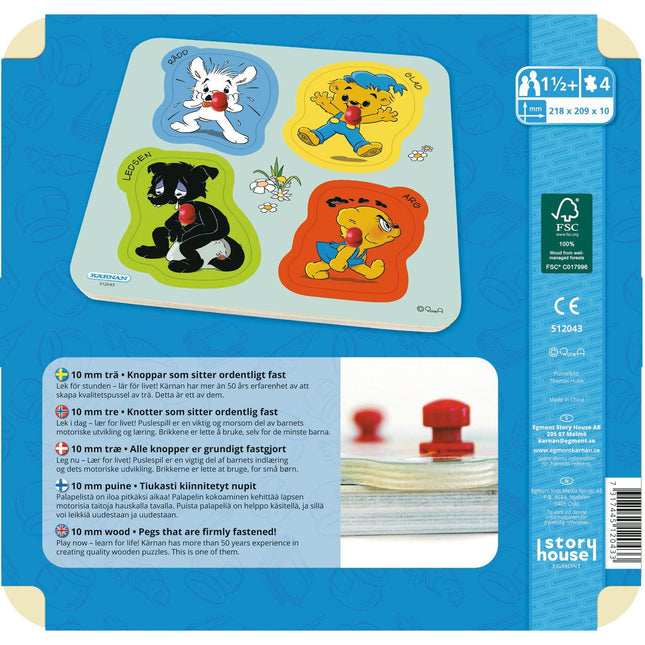 Knoflíkové puzzle medvídek, 4 díly