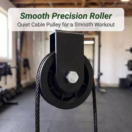Cable Pulley Set with Triceps Rope and Lat Pulldown Bar, 2 m Steel Cable, Black
