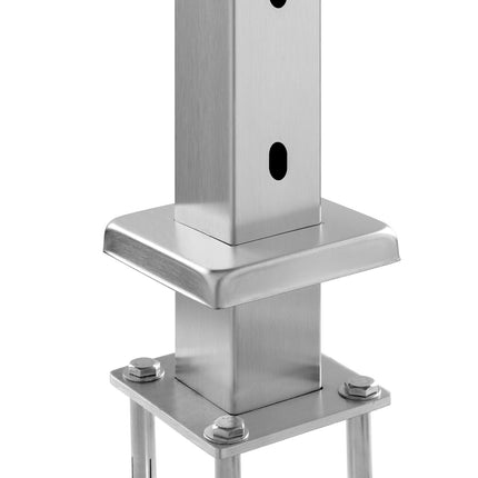 Cable Railing Post, 36in Stainless Steel, 10-Hole Silver